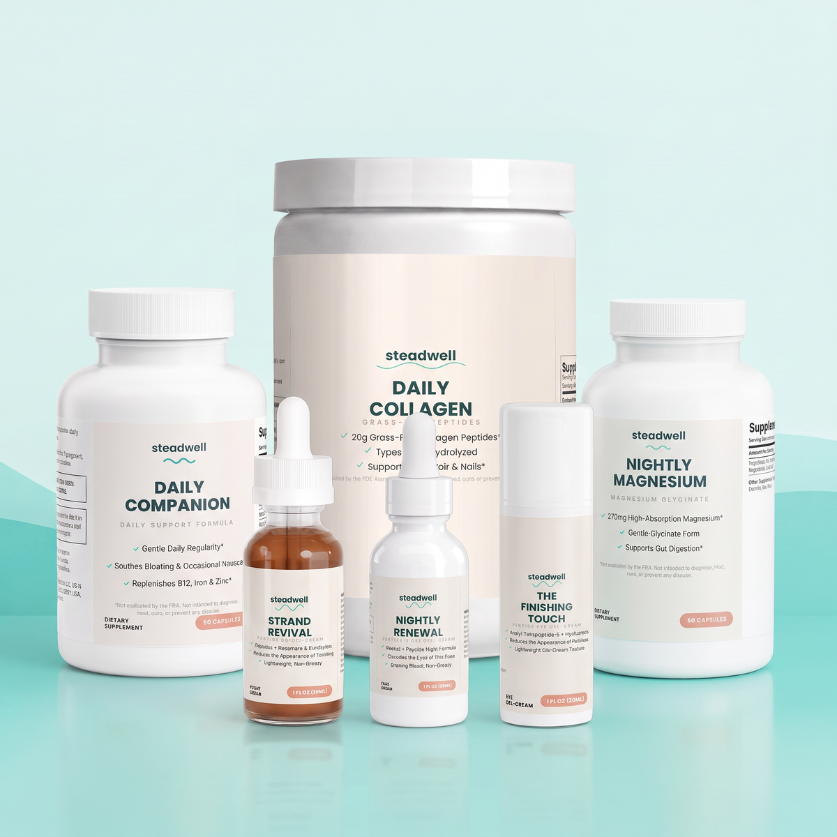 The Whole Routine — all six Steadwell products together
